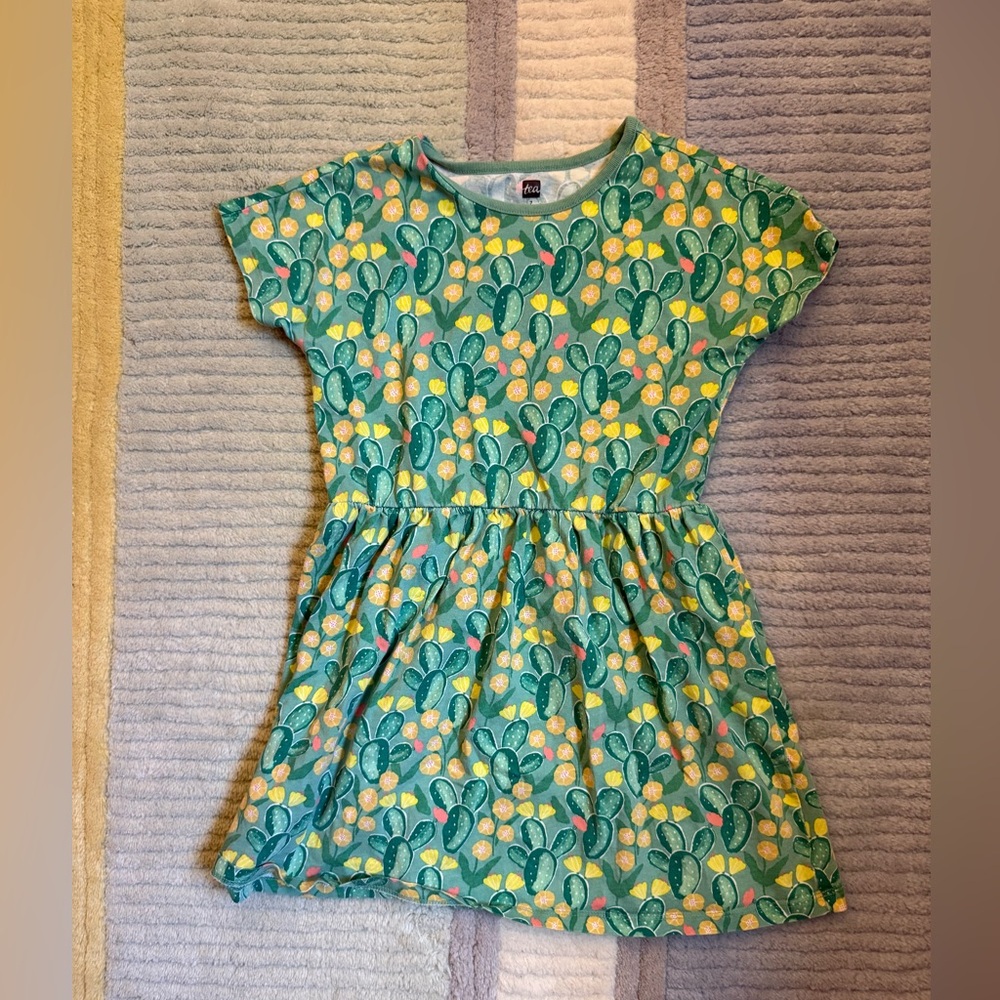 Green Cactus Print Dress by Tea Collection Sz 7